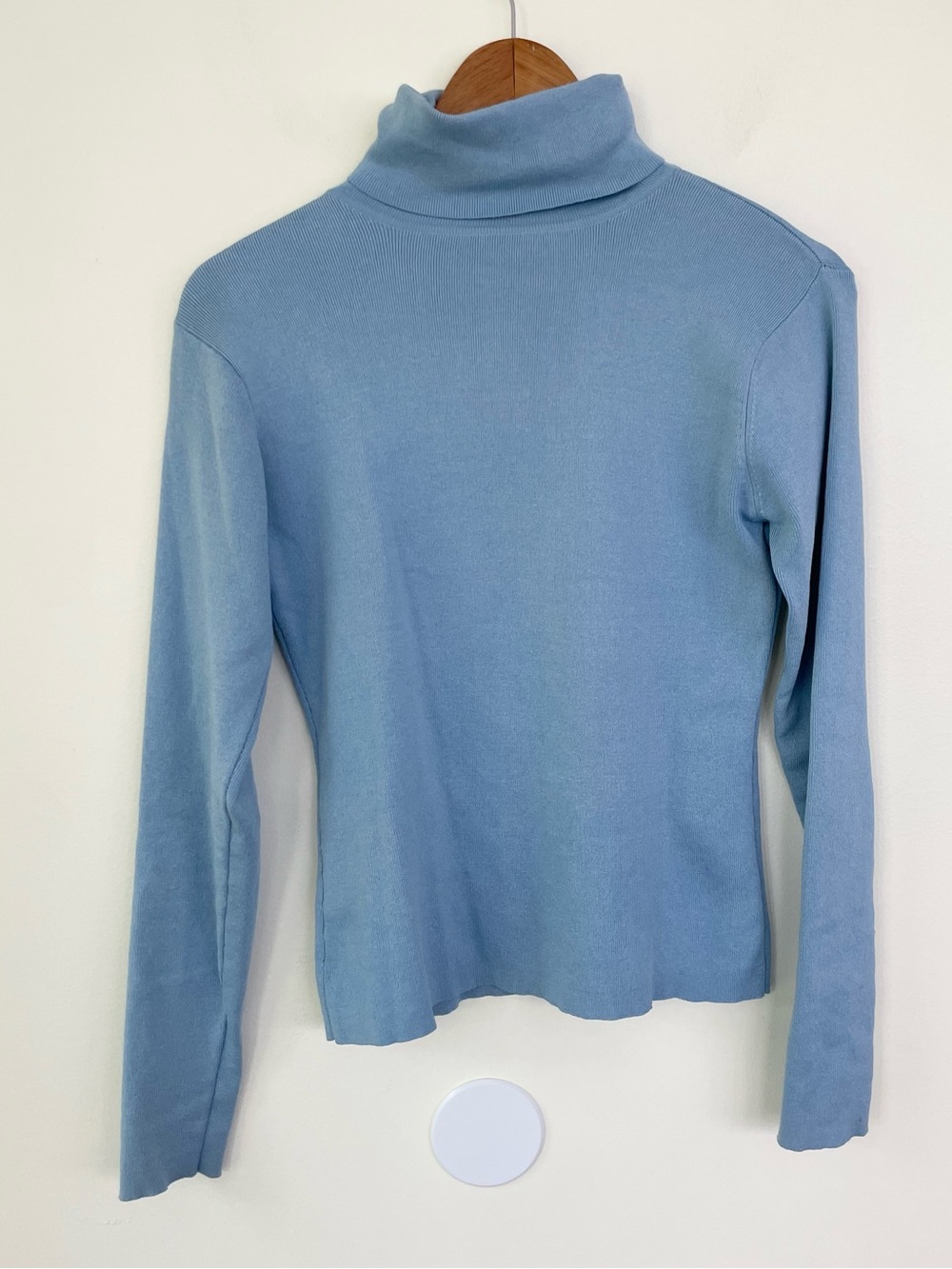 Joseph A Silk French Blue Turtleneck Sweater M Medium Vintage Fitted Stretch